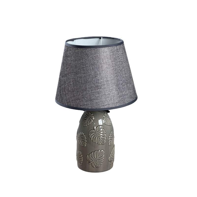 Embossed Leaf Table Lamp – Dark Grey