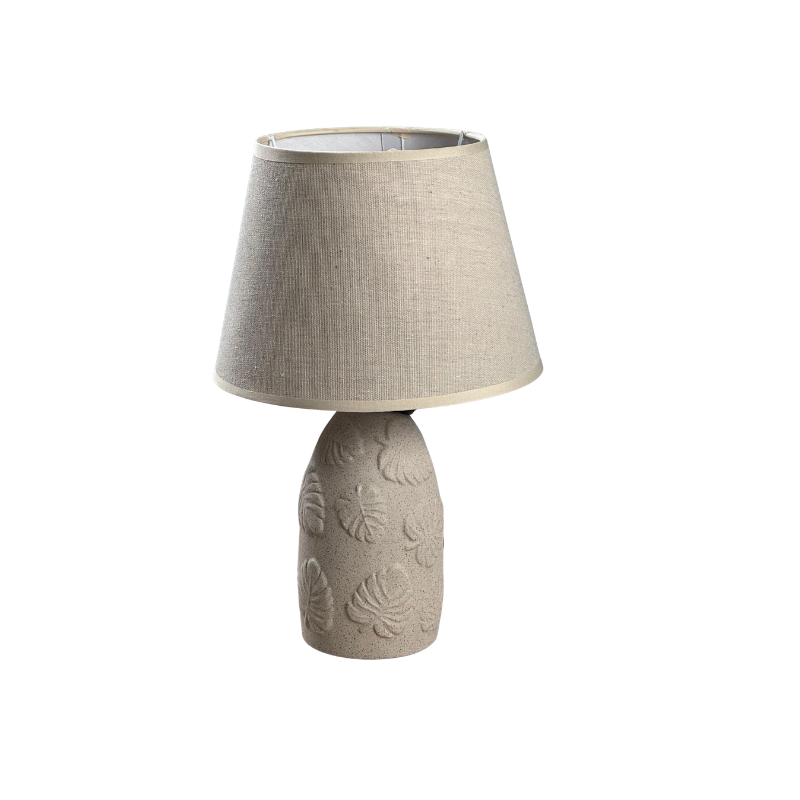 Embossed Leaf Table Lamp – Beige