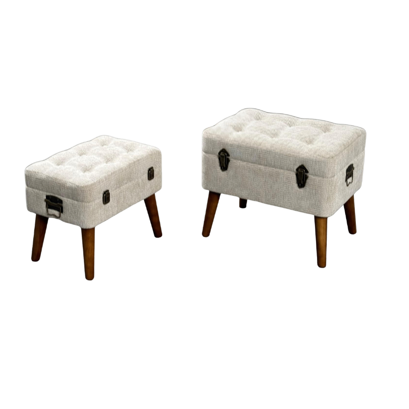 Tufted Storage Ottoman – Set of 2