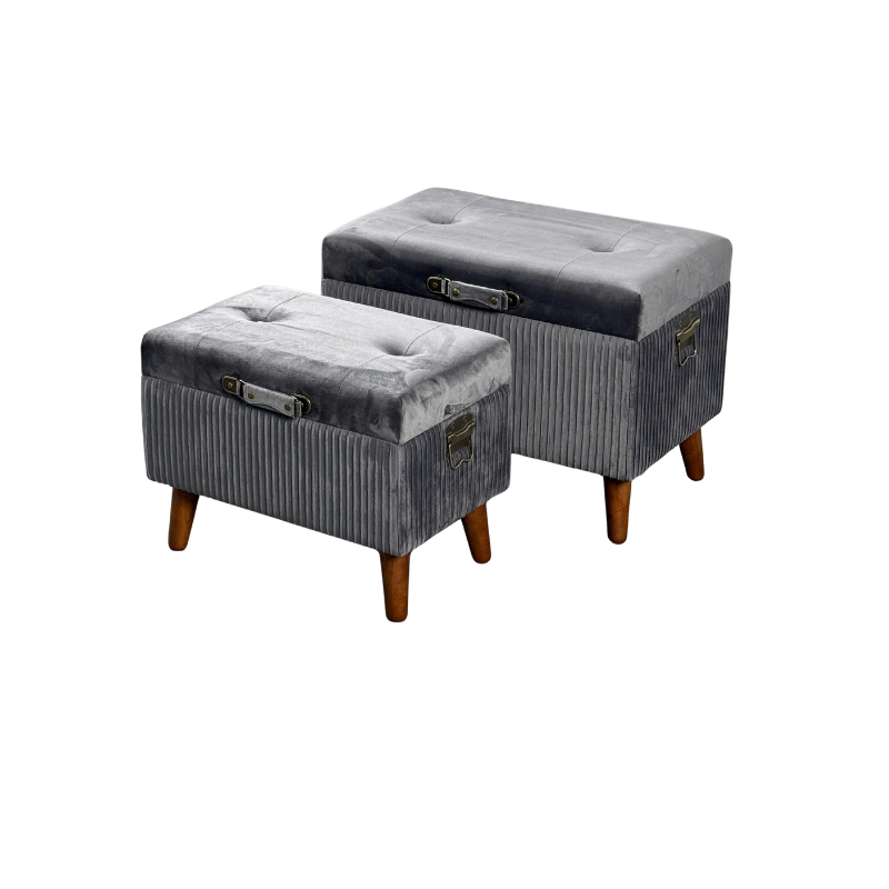 Ribbed Storage Ottoman – Set of 2