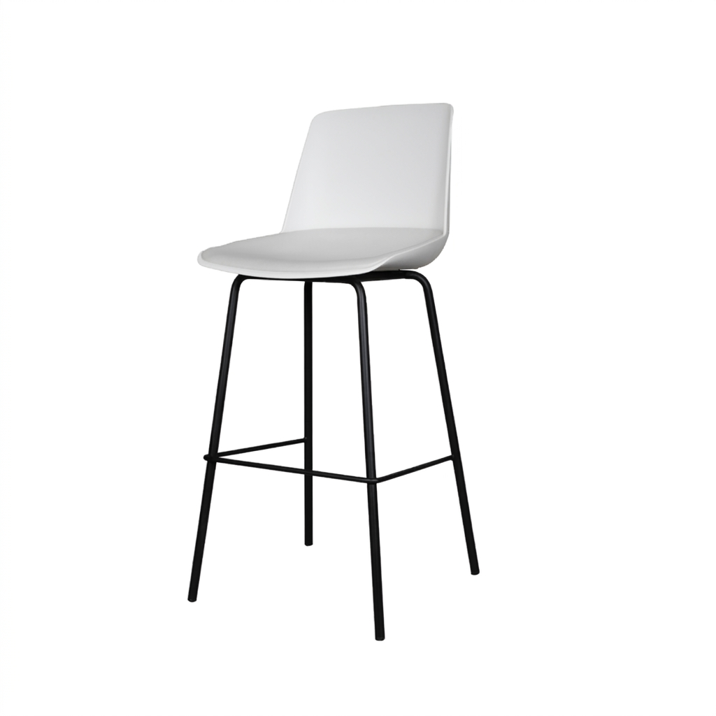 Premium Bar Stool - White seat black legs