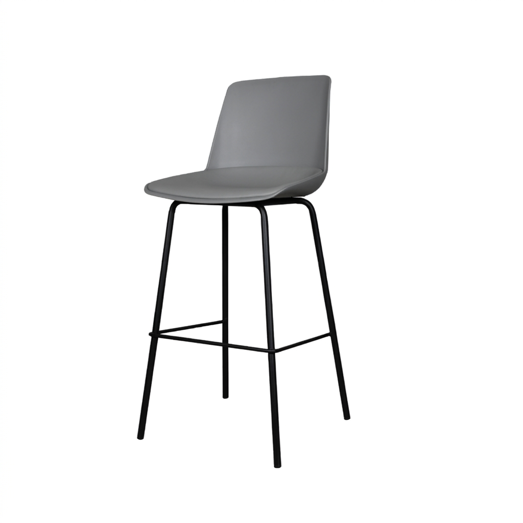 Premium Bar Stool - Grey seat black legs