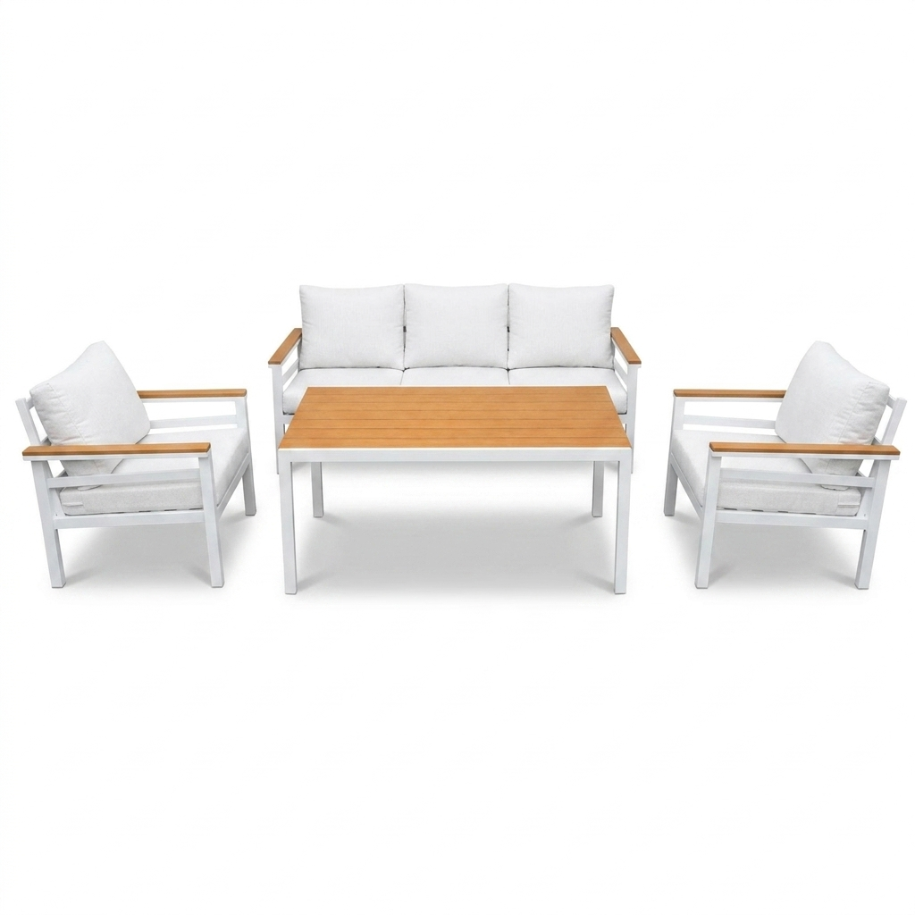 Open-Air Aluminium Garden Set - White